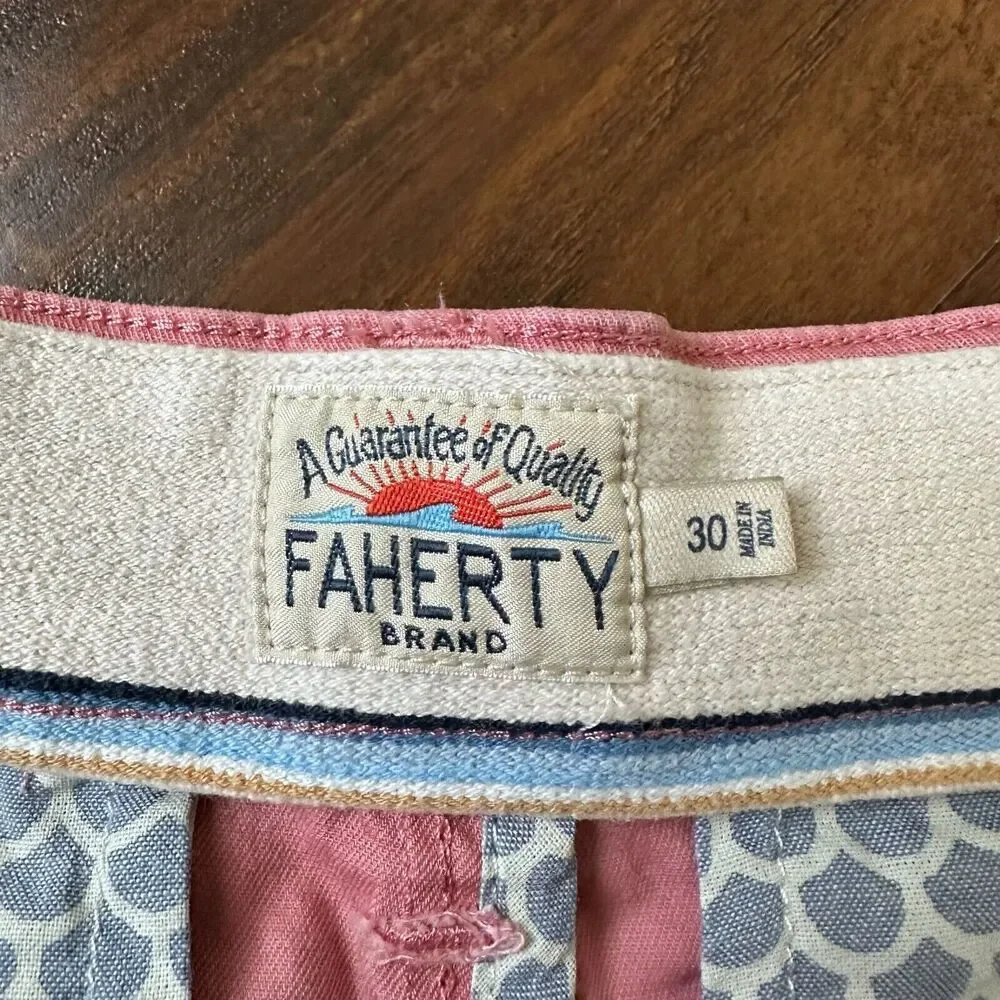 FAHERTY Island Life Shorts Dusty Rose Stretch Chino Performance Preppy